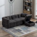 87.7  Fabric 4 Seater Sectional Sofa with Movable Ottoman, 2 USB Ports, and 2 Lumbar Pillows, Ideal for Living Room