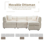87.7  Fabric 4 Seater Sectional Sofa with Movable Ottoman, 2 USB Ports, and 2 Lumbar Pillows, Ideal for Living Room