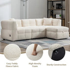 87.7  Fabric 4 Seater Sectional Sofa with Movable Ottoman, 2 USB Ports, and 2 Lumbar Pillows, Ideal for Living Room