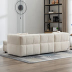 87.7  Fabric 4 Seater Sectional Sofa with Movable Ottoman, 2 USB Ports, and 2 Lumbar Pillows, Ideal for Living Room