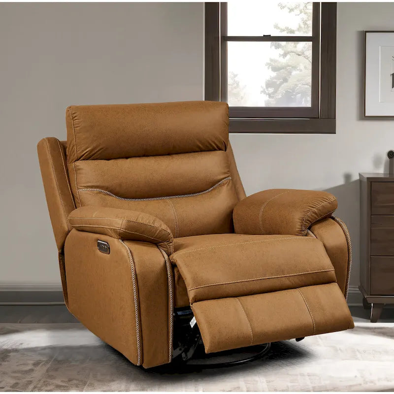 Grey Dual Motor Recliner Chair Featuring 240 Swivel, Rocking Function, USB Ports, and Adjustable Headrest