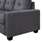 Grey 105.2  Reversible L-Shaped 6-Seater Sectional Sofa with Storage Ottoman and Cup Holders, Space-Saving Linen Design