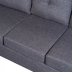 Grey 105.2  Reversible L-Shaped 6-Seater Sectional Sofa with Storage Ottoman and Cup Holders, Space-Saving Linen Design