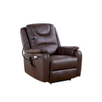 Black Power Recliner Chair, with Massage, Heating, USB Ports, Phone Holder, and Side Pockets, Adjustable Recline up to 139