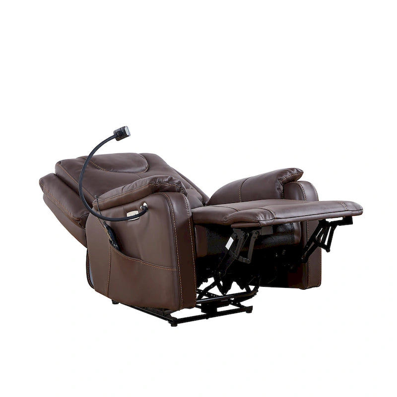 Black Power Recliner Chair, with Massage, Heating, USB Ports, Phone Holder, and Side Pockets, Adjustable Recline up to 139