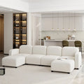 116  Modular U-Shaped Velvet 6-Seat Sectional Sofa with Two Ottomans, Reversible Design for Customizable Living Space