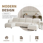 116  Modular U-Shaped Velvet 6-Seat Sectional Sofa with Two Ottomans, Reversible Design for Customizable Living Space