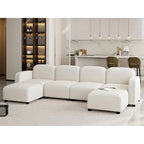 116  Modular U-Shaped Velvet 6-Seat Sectional Sofa with Two Ottomans, Reversible Design for Customizable Living Space