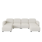 116  Modular U-Shaped Velvet 6-Seat Sectional Sofa with Two Ottomans, Reversible Design for Customizable Living Space