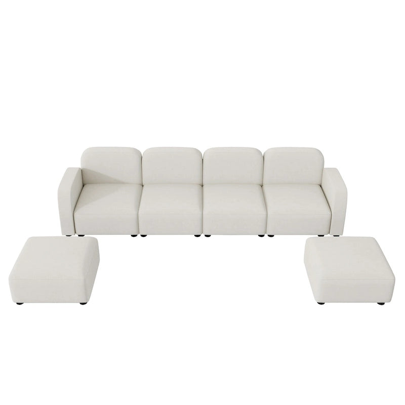 116  Modular U-Shaped Velvet 6-Seat Sectional Sofa with Two Ottomans, Reversible Design for Customizable Living Space