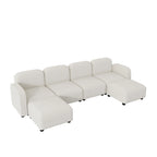 116  Modular U-Shaped Velvet 6-Seat Sectional Sofa with Two Ottomans, Reversible Design for Customizable Living Space