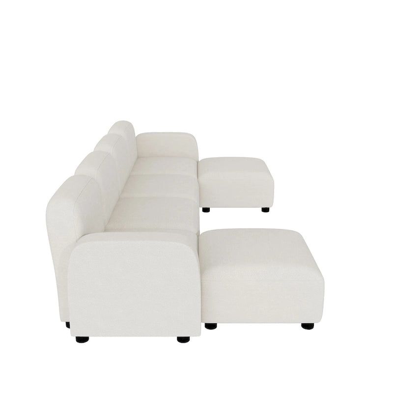 116  Modular U-Shaped Velvet 6-Seat Sectional Sofa with Two Ottomans, Reversible Design for Customizable Living Space