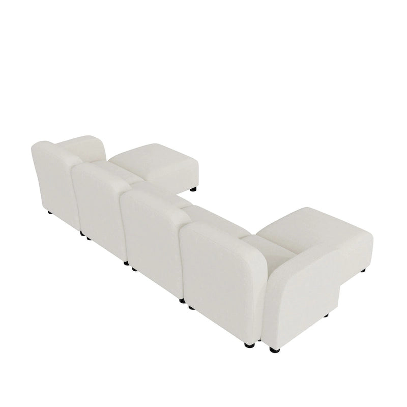 116  Modular U-Shaped Velvet 6-Seat Sectional Sofa with Two Ottomans, Reversible Design for Customizable Living Space