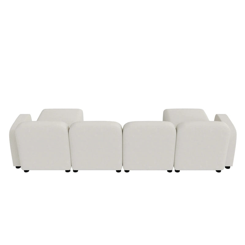 116  Modular U-Shaped Velvet 6-Seat Sectional Sofa with Two Ottomans, Reversible Design for Customizable Living Space
