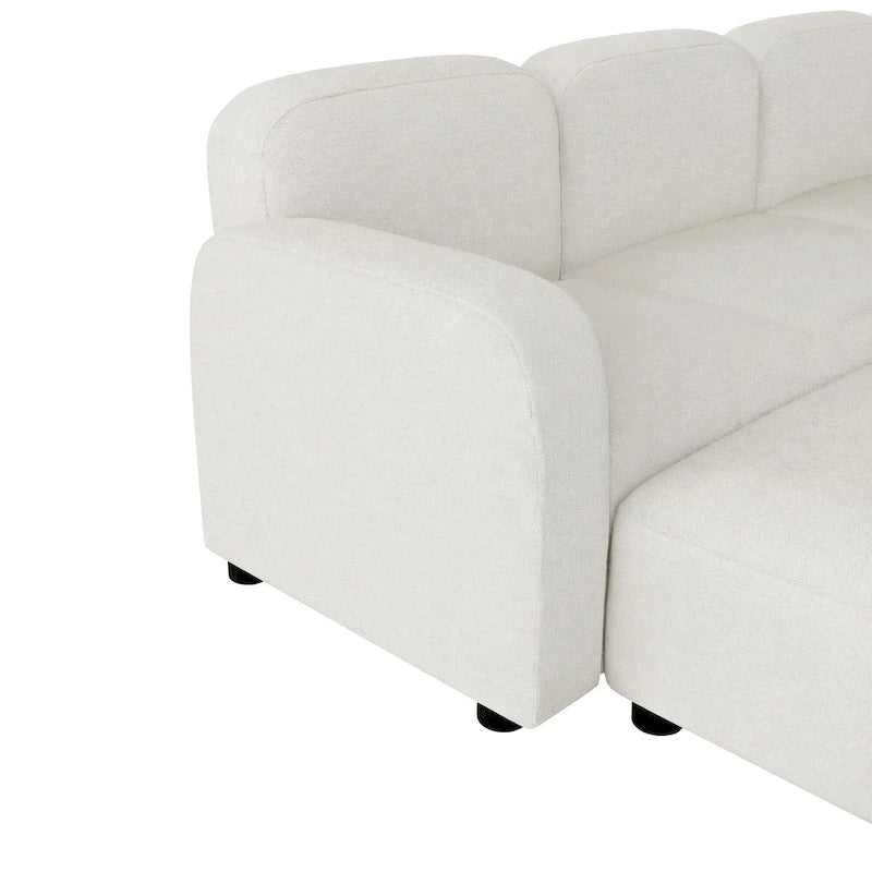 116  Modular U-Shaped Velvet 6-Seat Sectional Sofa with Two Ottomans, Reversible Design for Customizable Living Space