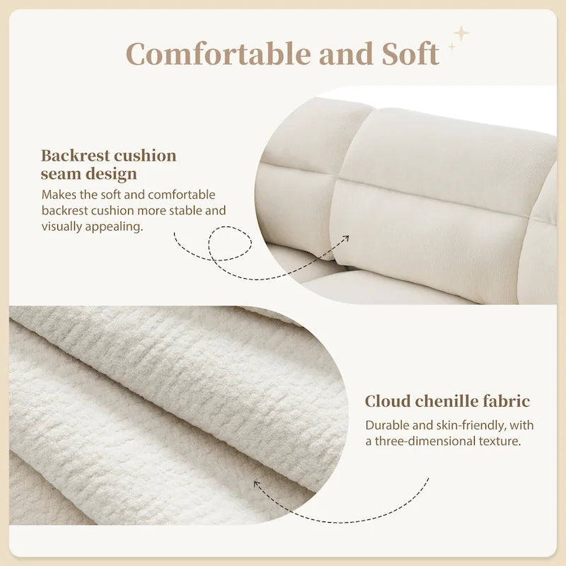 110  Modern L-Shaped Convertible 5-Seat Sectional Sofa with Removable Ottoman and 5 Cushions, Plush Chenille Fabric