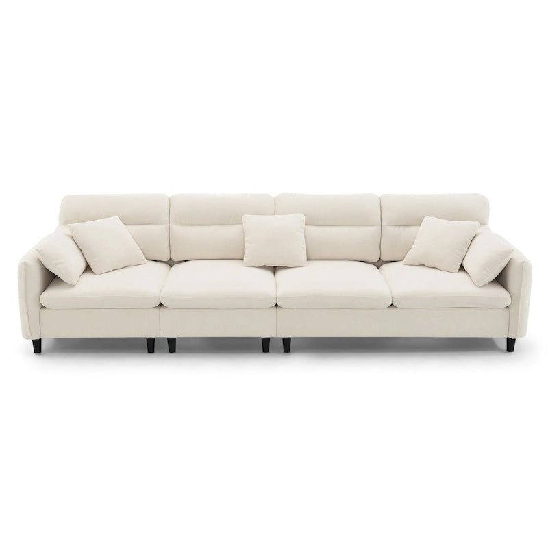 110  Modern L-Shaped Convertible 5-Seat Sectional Sofa with Removable Ottoman and 5 Cushions, Plush Chenille Fabric