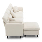 110  Modern L-Shaped Convertible 5-Seat Sectional Sofa with Removable Ottoman and 5 Cushions, Plush Chenille Fabric