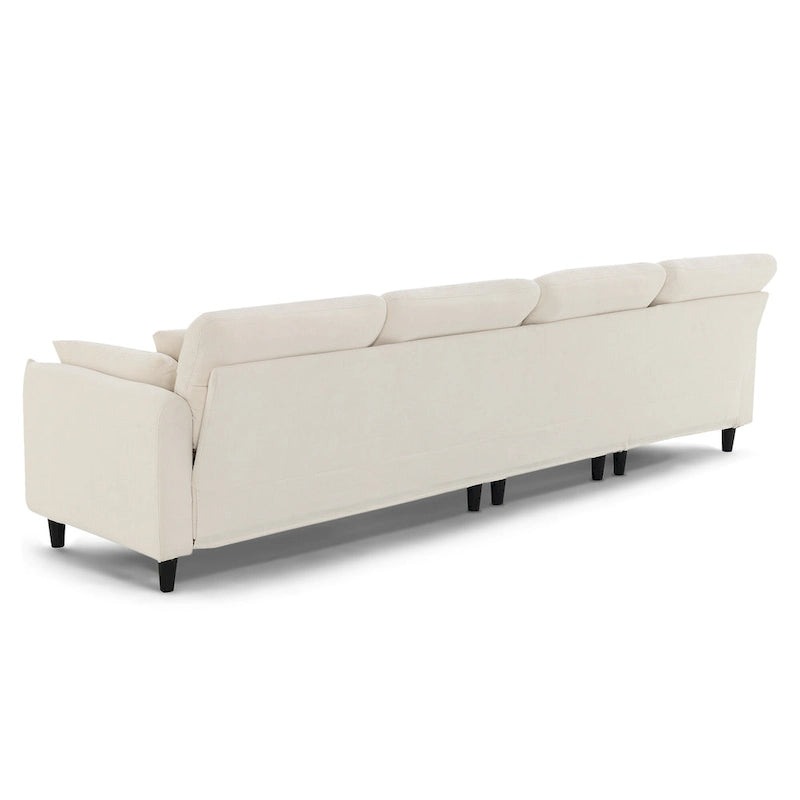 110  Modern L-Shaped Convertible 5-Seat Sectional Sofa with Removable Ottoman and 5 Cushions, Plush Chenille Fabric