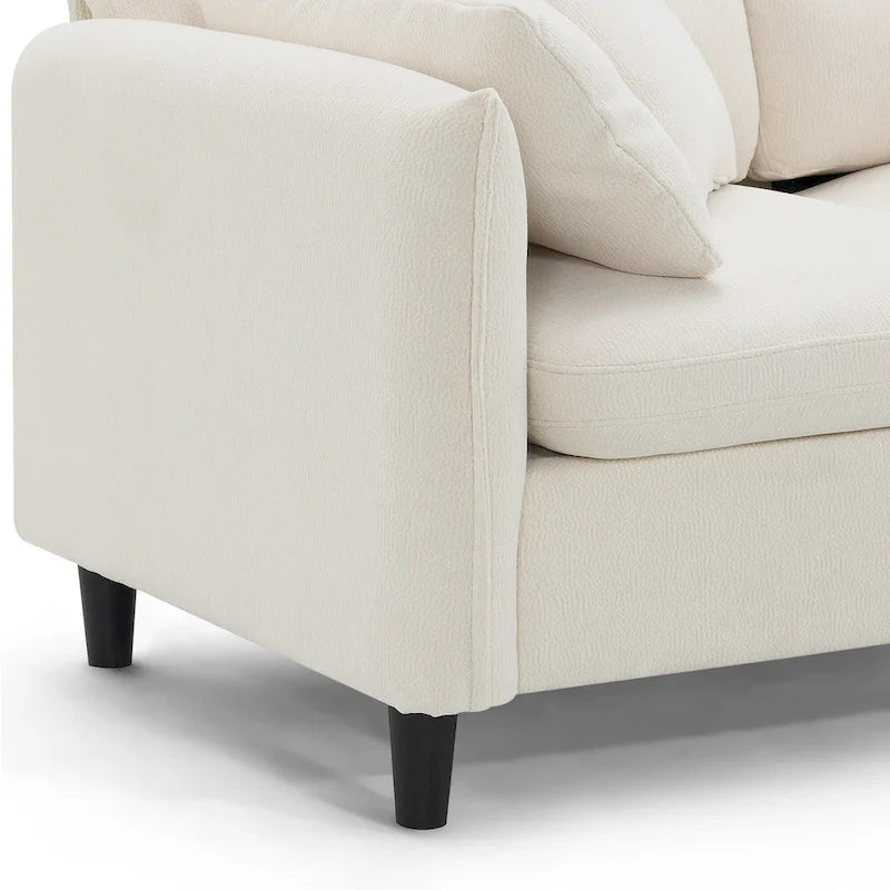 110  Modern L-Shaped Convertible 5-Seat Sectional Sofa with Removable Ottoman and 5 Cushions, Plush Chenille Fabric