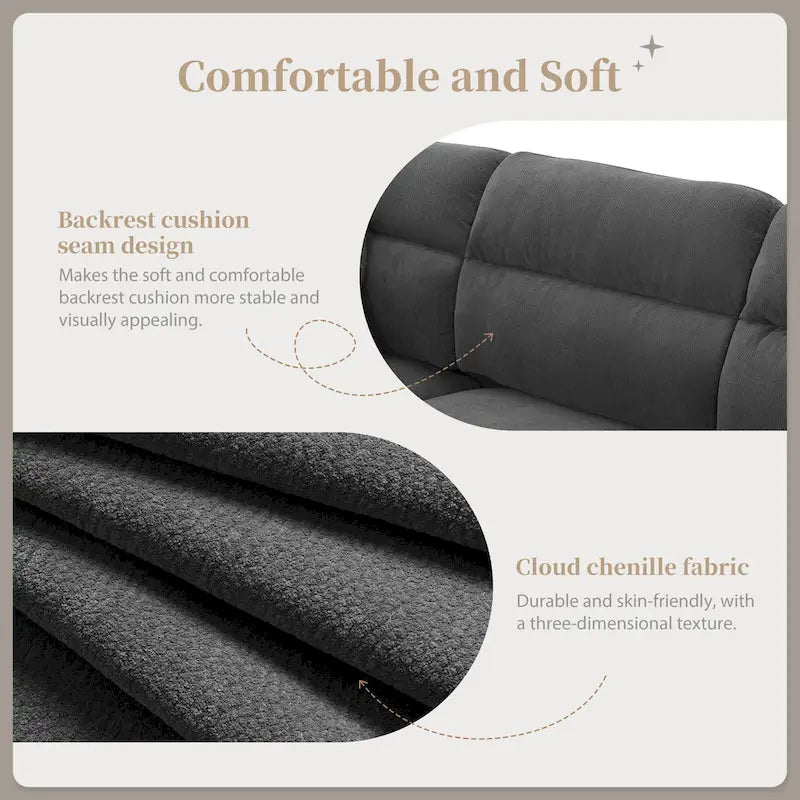 110  Modern L-Shaped Convertible 5-Seat Sectional Sofa with Removable Ottoman and 5 Cushions, Plush Chenille Fabric