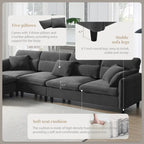 110  Modern L-Shaped Convertible 5-Seat Sectional Sofa with Removable Ottoman and 5 Cushions, Plush Chenille Fabric
