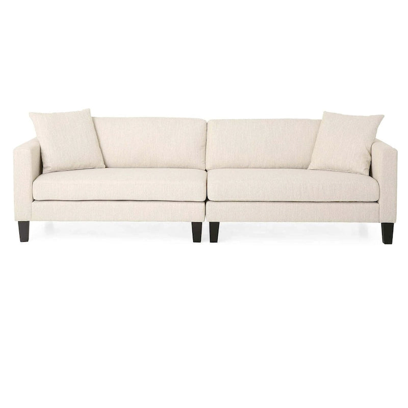 Beige Modern 101  3-seater Sofa with Wood Legs and Two Pillows for Living Room