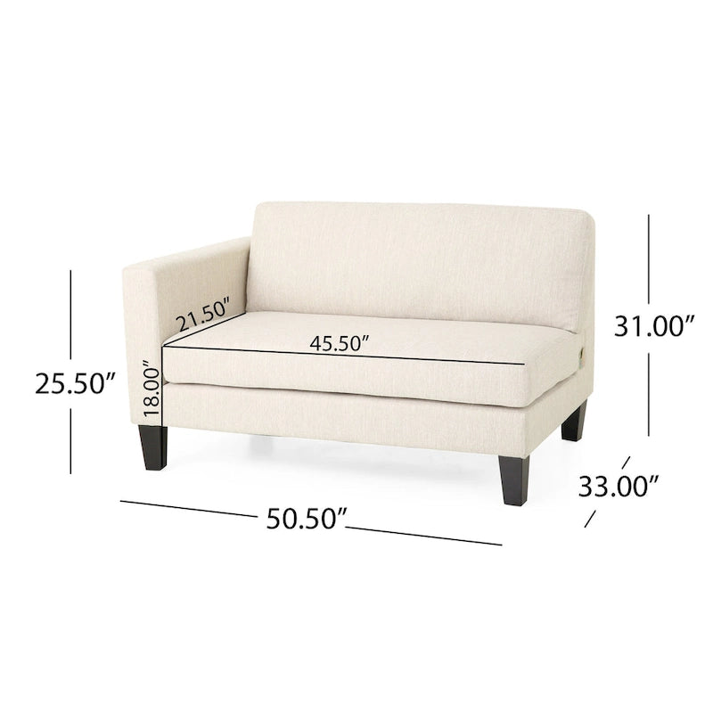 Beige Modern 101  3-seater Sofa with Wood Legs and Two Pillows for Living Room