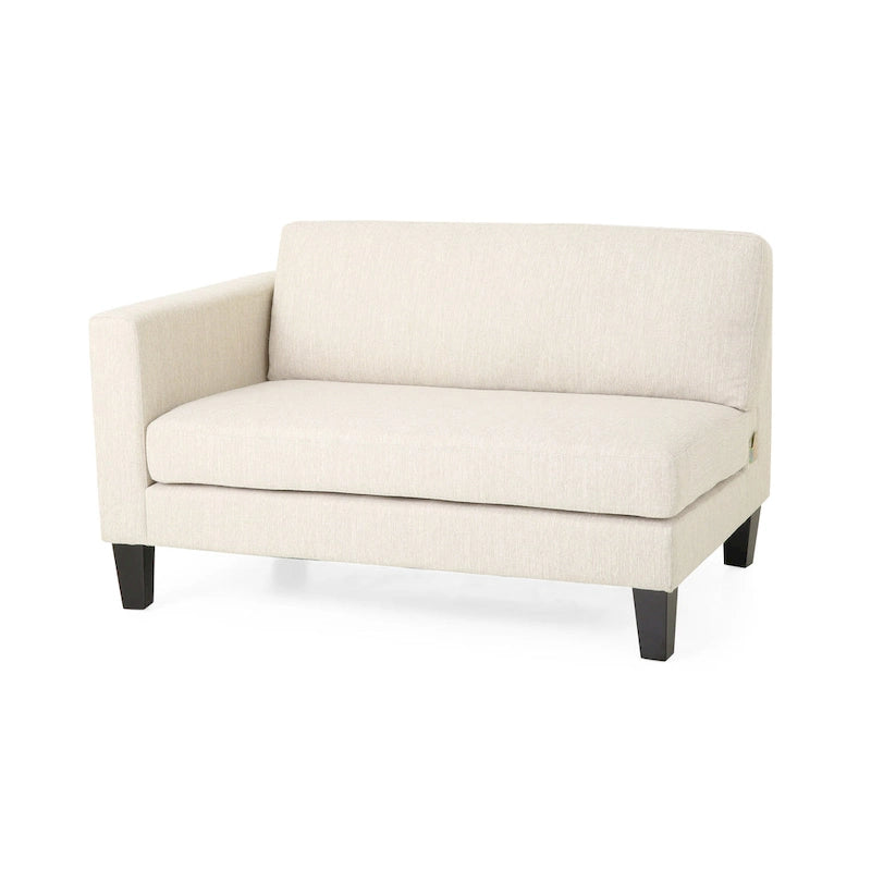 Beige Modern 101  3-seater Sofa with Wood Legs and Two Pillows for Living Room