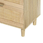Rattan 6-Drawer Double Dresser with Metal Handle, Wood Legs, Clothes Storage Cabinet for Bedroom