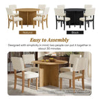 Farmhouse Style 5-Piece Wooden Dining Set with Round Table and 4 Lambswool-like Fabric Upholstered Chairs