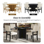 Farmhouse Style 5-Piece Wooden Dining Set with Round Table and 4 Lambswool-like Fabric Upholstered Chairs