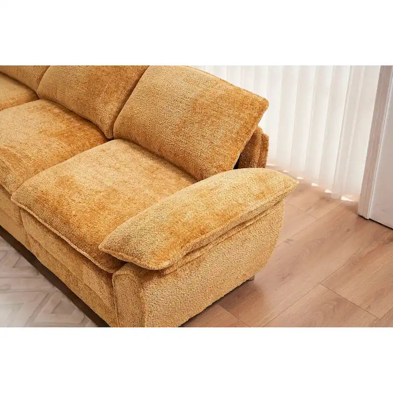 Yellow 101.6  Chenille L-Shaped Sectional Sofa with Ottoman