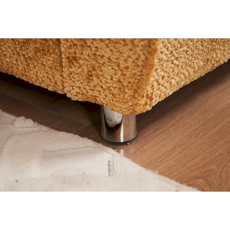 Yellow 101.6  Chenille L-Shaped Sectional Sofa with Ottoman