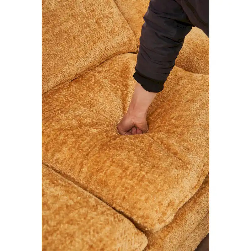 Yellow 101.6  Chenille L-Shaped Sectional Sofa with Ottoman