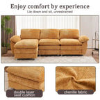Yellow 101.6  Chenille L-Shaped Sectional Sofa with Ottoman