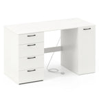Home Office Desk 53 Inch with USB Ports Outlets and Storage Drawers