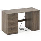 Home Office Desk 53 Inch with USB Ports Outlets and Storage Drawers