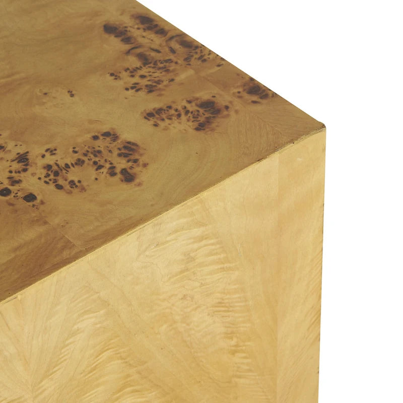 Wood Square Cube Side End Accent Table with Wood Grain Patterns - Brown - Roche River Decor