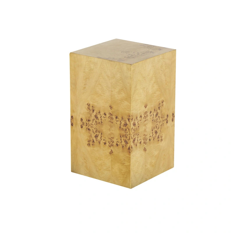 Wood Square Cube Side End Accent Table with Wood Grain Patterns - Brown - Roche River Decor