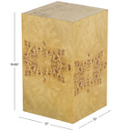 Wood Square Cube Side End Accent Table with Wood Grain Patterns - Brown - Roche River Decor