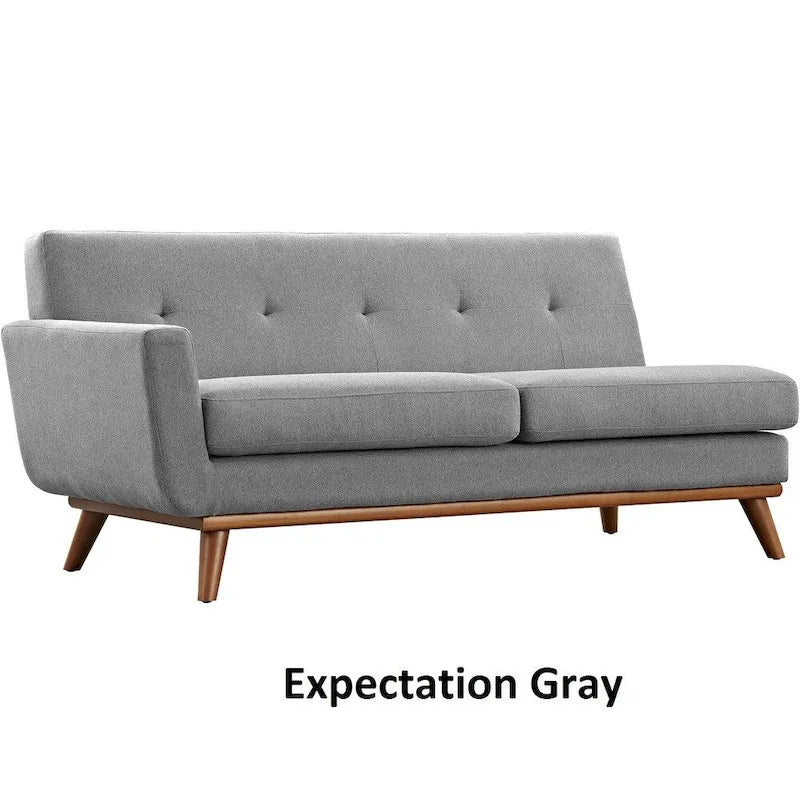 Engage Mid-century Modern Upholstered Fabric Left-arm Loveseat, Azure