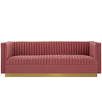 Silver Orchid Perez Vertical Channel Tufted Velvet Sofa