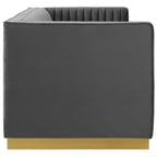 Silver Orchid Perez Vertical Channel Tufted Velvet Sofa