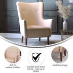 Commercial Upholstered Wingback Accent Chair with Wooden Frame and Legs - 33.25 D x 29.75 W x 41.25 H