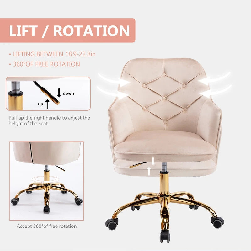 Velvet Swivel Shell Chair for Living Room ,Office chair