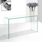 Glass Console Table, Transparent Tempered Glass Console Table