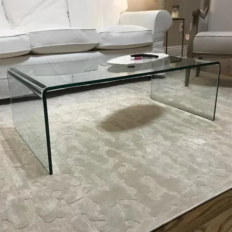 Glass Console Table, Transparent Tempered Glass Console Table