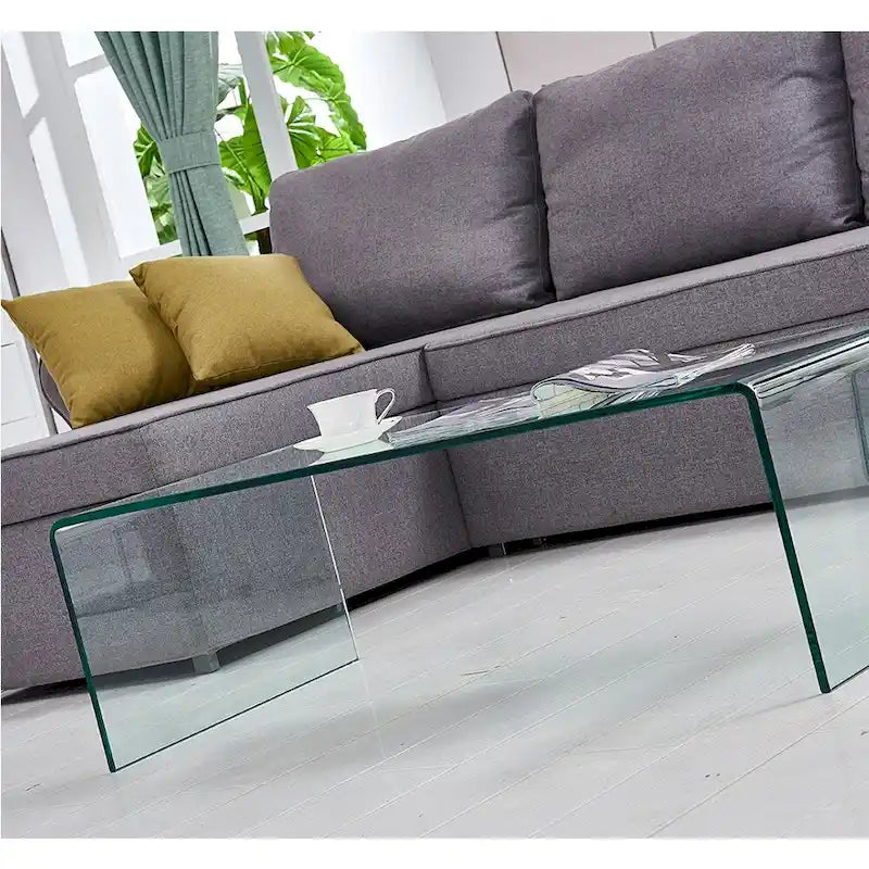 Glass Console Table, Transparent Tempered Glass Console Table
