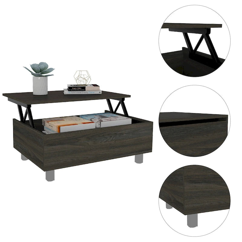 FM Furniture Boston Lift Top Coffee Table with Hidden Storage Compartment